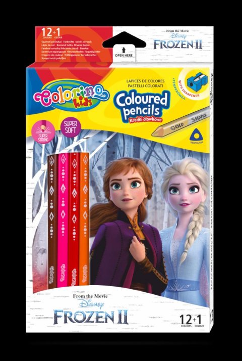 neuveden: Colorino Disney Frozen - pastelky trojhranné 12 barev + ořezávátko