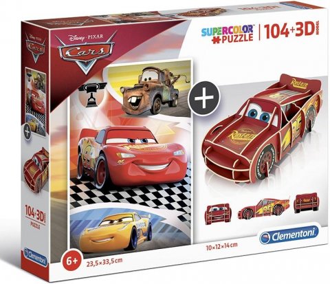 neuveden: Puzzle Supercolor Cars 104 dílků + 3D model
