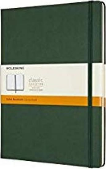 neuveden: Zápisník Moleskine - tvrdé desky, XL, linkovaný - tm. zelený