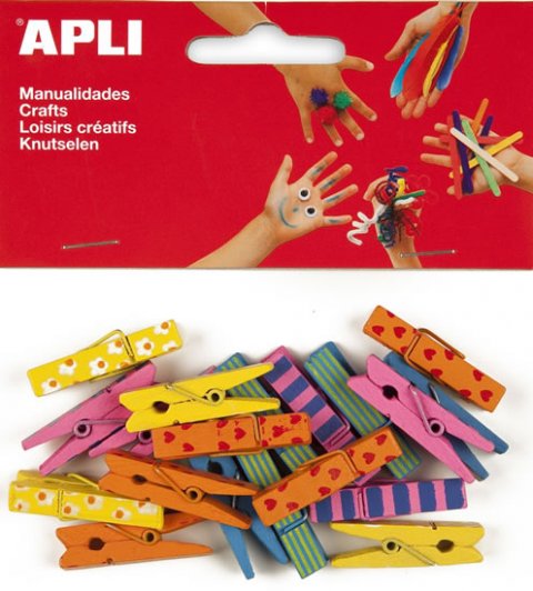 neuveden: APLI dřevěné kolíčky 35 x 7 mm - mix barev 20 ks