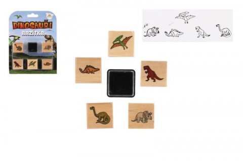 neuveden: Dinosauři Razítka dřevěná 5+1 s poduškou na kartě