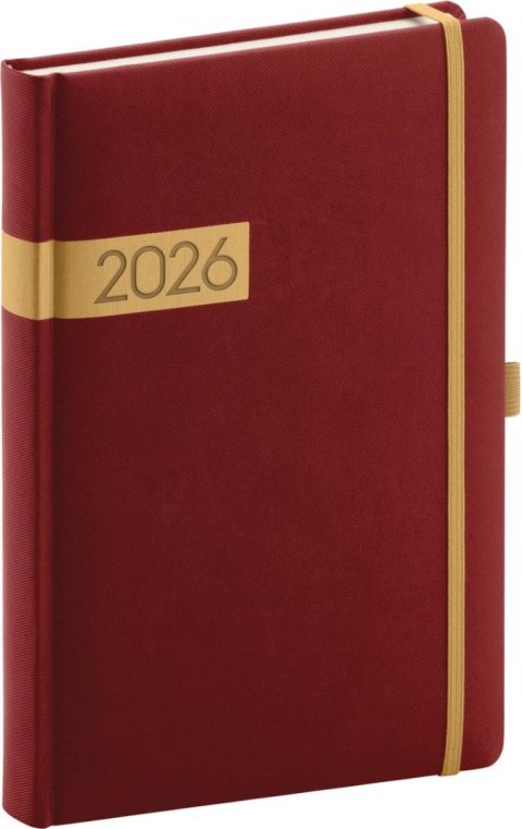 neuveden: Diář 2026: Twill - bordózlatý, denní, 15 x 21 cm