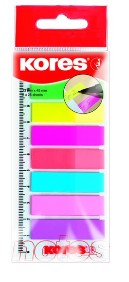 neuveden: Kores Neonové záložky Index Strips na pravítku 45x12 mm 8 barev neuveden: Kores Neonové záložky Index Strips na pravítku 45x12 mm 8 barev