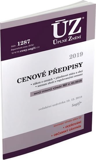neuveden: ÚZ 1287 Cenové předpisy 2019