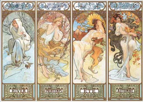 neuveden: Mucha: Čtyři roční období - Puzzle/1000 dílků