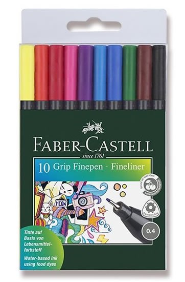 neuveden: Faber - Castell Popisovač Fineliner GRIP 0,4 mm - sada 10 ks