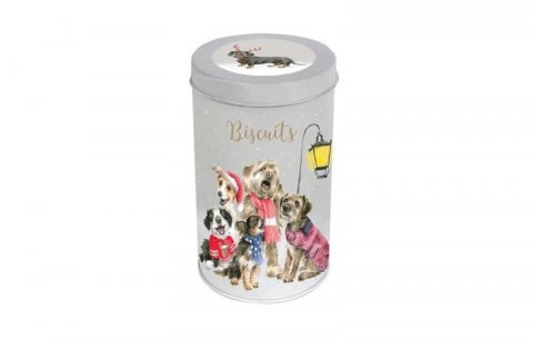 neuveden: Kulatá plechová dóza Wrendale Designs O Holy Night - Pejsci