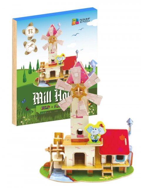 neuveden: NiXiM Dřevěné 3D puzzle - Mlýn s domečkem neuveden: NiXiM Dřevěné 3D puzzle - Mlýn s domečkem