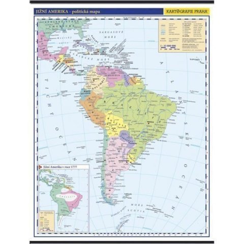 neuveden: Jižní Amerika - školní nástěnná politická mapa 1:10 mil./96x126,5 cm