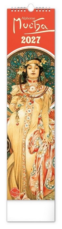 -: Kalendář 2027 nástěnný: Alfons Mucha, 12 x 48 cm
