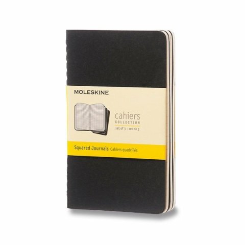 neuveden: Sešity Moleskine Cahier, S, čtverečkované, 3 ks - černé