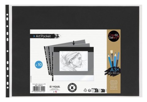 : Prezentační kapsa Creativ A3 šířka, černý p.,10 ks