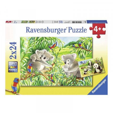 neuveden: Ravensburger Puzzle - Roztomilé koaly a pandy 2x24 dílků