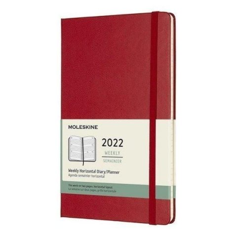 neuveden: Moleskine Horizontální diář 2022 červený L, týdenní, tvrdý