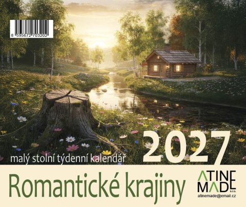 : Kalendář 2027 Romantické krajiny, malý stolní, týdenní, 13 x 15 cm