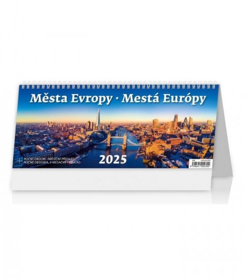 neuveden: Kalendář stolní 2025 - Města Evropy / Mestá Európy