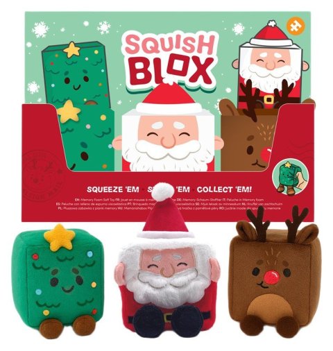 : Plyšová mačkací hračka - paměťová pěna velká vánoční Squish Blox (mix motiv