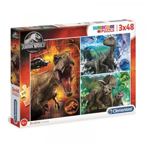 neuveden: Clementoni Puzzle Supercolor - Jurský Park 3x48 dílků