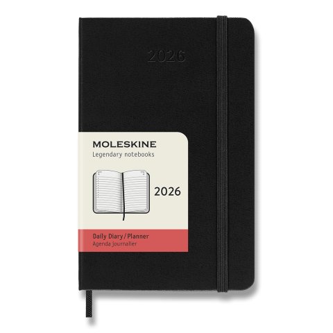 neuveden: Diář Moleskine 2026 - tvrdé desky, S, denní, černý