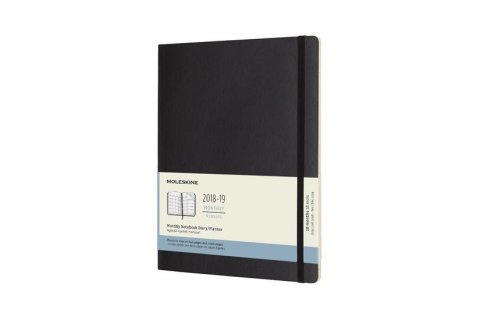 neuveden: Moleskine: Měsíční diář 2018-2019 měkký černý XL