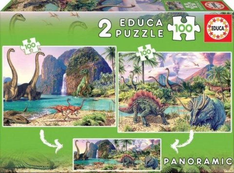 neuveden: Puzzle Panorama Dinosauří svět 2x100 dílků