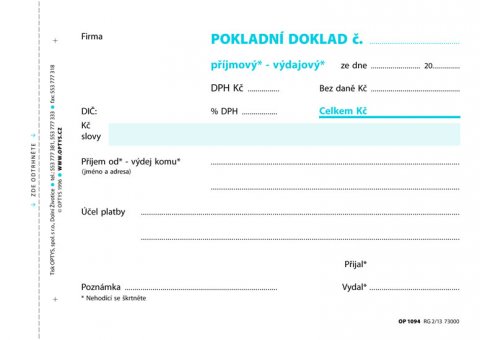 neuveden: Univerzální pokladní doklad, A6, 100 listů