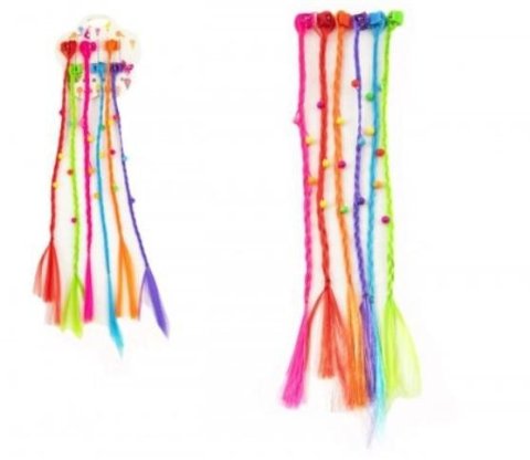 neuveden: Sponky/Skřipce do vlasů 6 ks s barevnými copánky