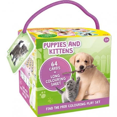 neuveden: Pexeso na cesty s omalovánkami Štěňátka a koťátka