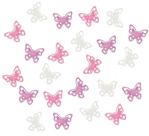 neuveden: Dřevění motýli 2cm - růžovofialový mix 24ks