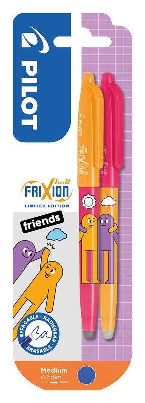 : Gumovací roller FriXion Ball 07, Friends Ltd., R., BL, 2ks, růžová/m.oranžo