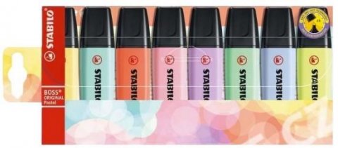 neuveden: Zvýrazňovač STABILO BOSS ORIGINAL Pastelový, sada 8 ks v pouzdru