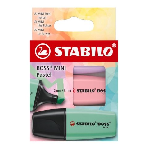neuveden: Zvýrazňovač STABILO BOSS MINI Pastel - sada 3 ks