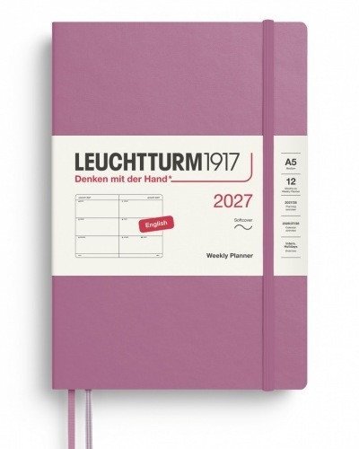 -: Týdenní plánovač Dusty Rose, Medium A5 2027, Softcover, anglicky