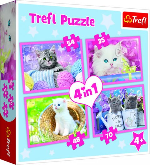 neuveden: Trefl Puzzle Hravá koťata 4v1 (35,48,54,70 dílků)