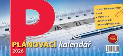 neuveden: Kalendář 2026 Plánovací, stolní, 29,7 x 13,8 cm neuveden: Kalendář 2026 Plánovací, stolní, 29,7 x 13,8 cm