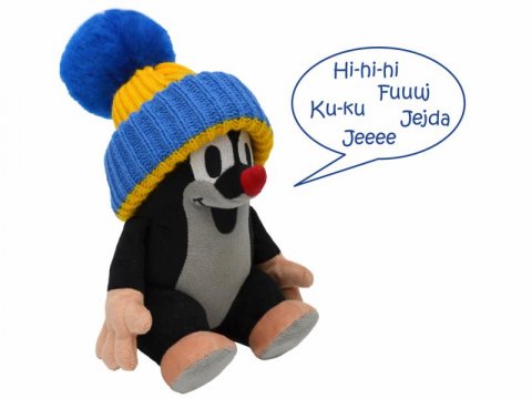 Miler Zdeněk: Krtek 20cm mluvící, modrý kulich, sedící