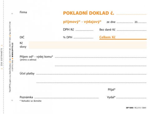 neuveden: Univerzální pokladní doklad, A6, 100 listů, NCR neuveden: Univerzální pokladní doklad, A6, 100 listů, NCR