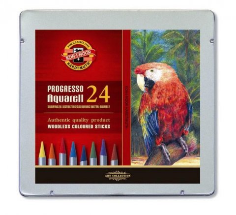 neuveden: Koh-i-noor pastelky PROGRESSO akvarelové souprava 24 ks v plechové krabičce
