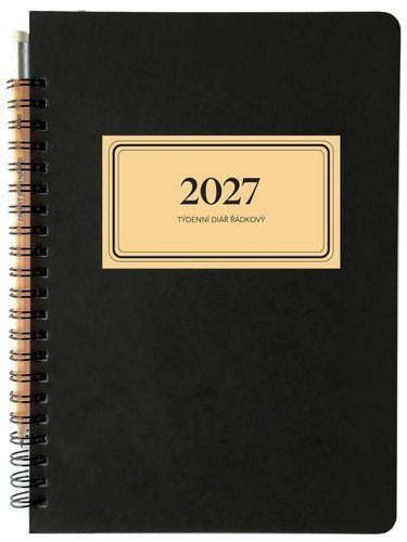 : Diář 2027 týdenní s tužkou RETRO A5, řádkový, vínový