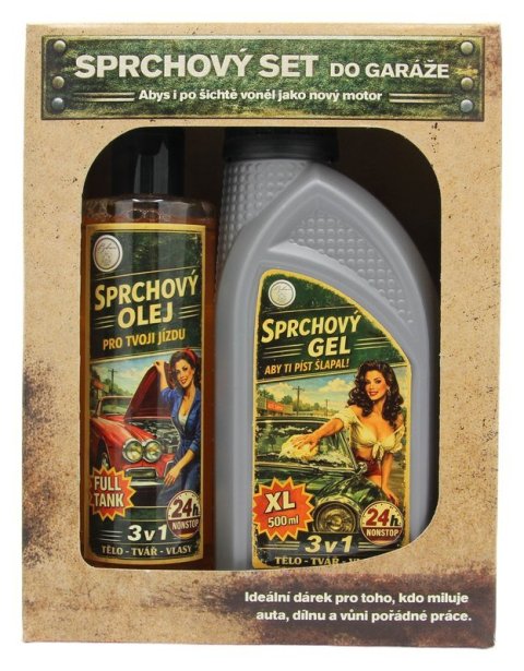 : Dárkové baleni Retro industrial zelené (sprchový olej, sprchový gel 3v1)