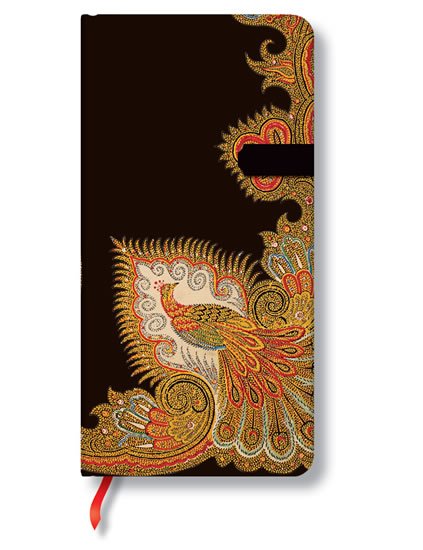 neuveden: Zápisník Paperblanks - Swirling Peacock Ebony, slim 90x180