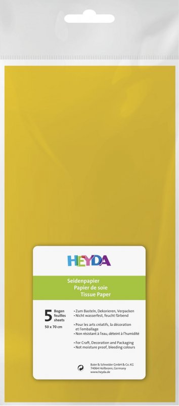 neuveden: HEYDA Hedvábný papír 50 x 70 cm - žlutý 5 ks