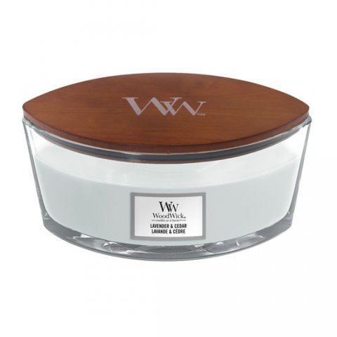 neuveden: WoodWick Lavender & Cedar svíčka loď 453,6g