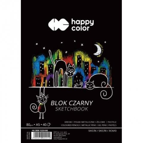 neuveden: Happy Color Skicák se spirálou - černý A4