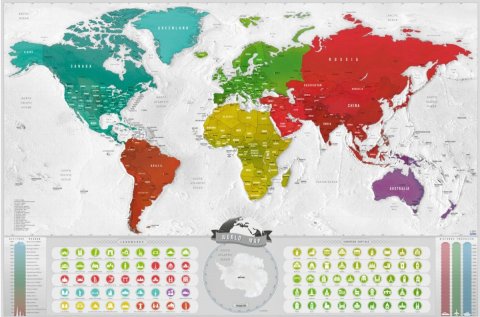 neuveden: Stírací mapa svět DELUXE XXL Blanc