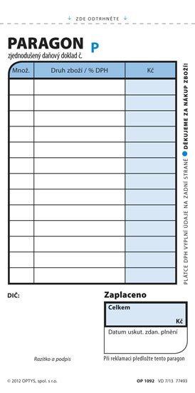 neuveden: Paragon obchodní, 7,5 × 15 cm, 2 × 50 listů, číslovaný