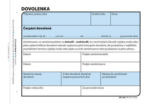 neuveden: Dovolenka, A6, 100 listů