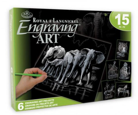 neuveden: Royal & Langnickel Sada Škrabací obrázek stříbrný - Safari 6 ks
