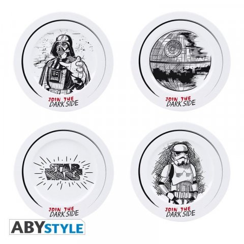 neuveden: Star Wars Sada Join the Dark Side - Porcelánové talíře sada 4 ks