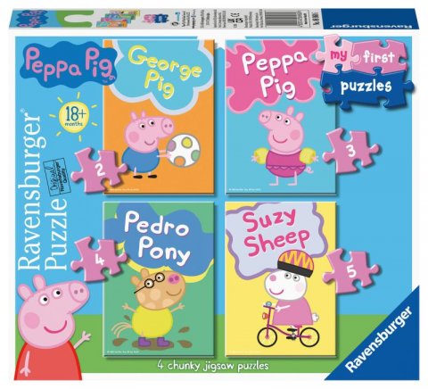 neuveden: Ravensburger Moje první puzzle - Prasátko Peppa/2,3,4,5 dílků neuveden: Ravensburger Moje první puzzle - Prasátko Peppa/2,3,4,5 dílků